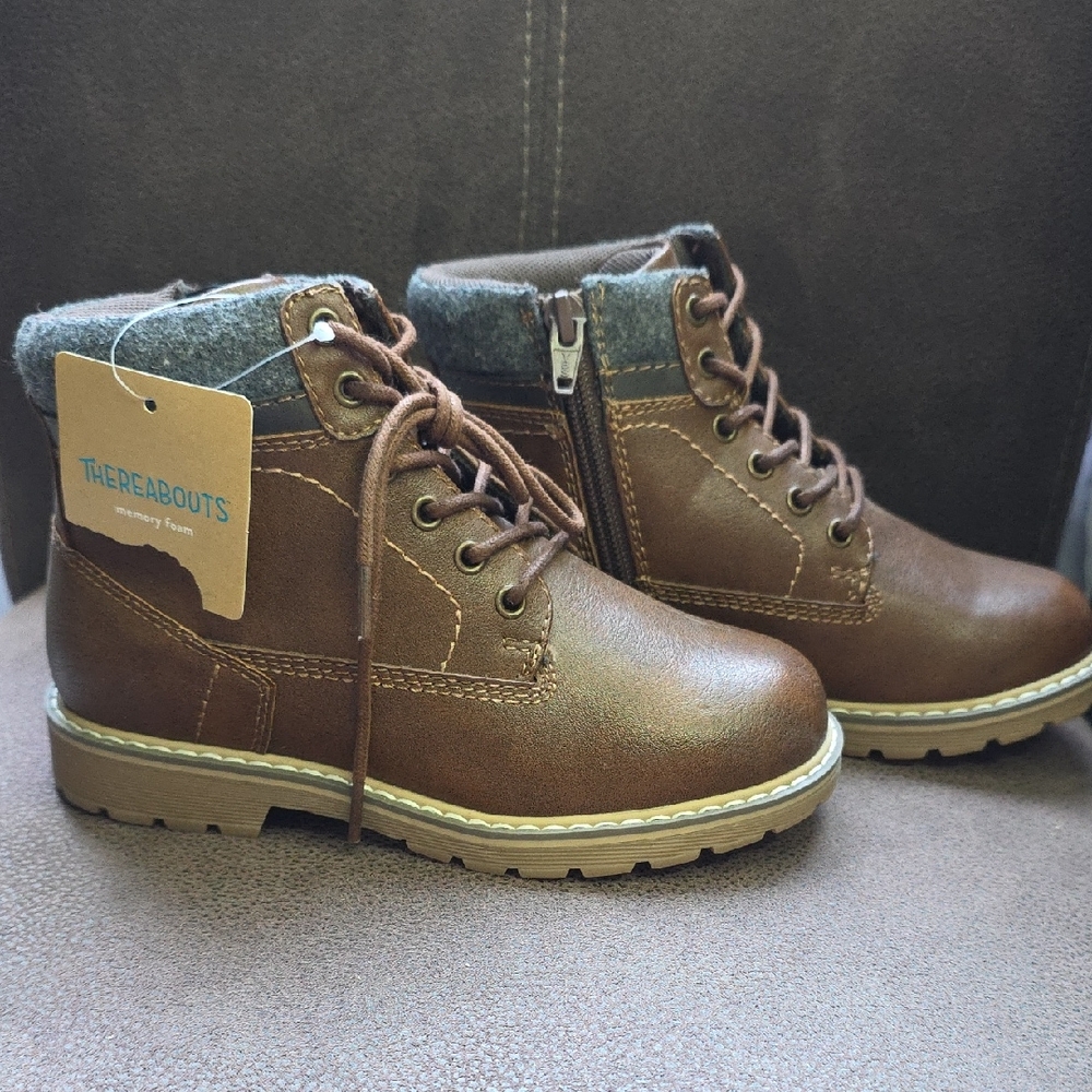 Thereabouts Brown Kids Boots with Gray Accents